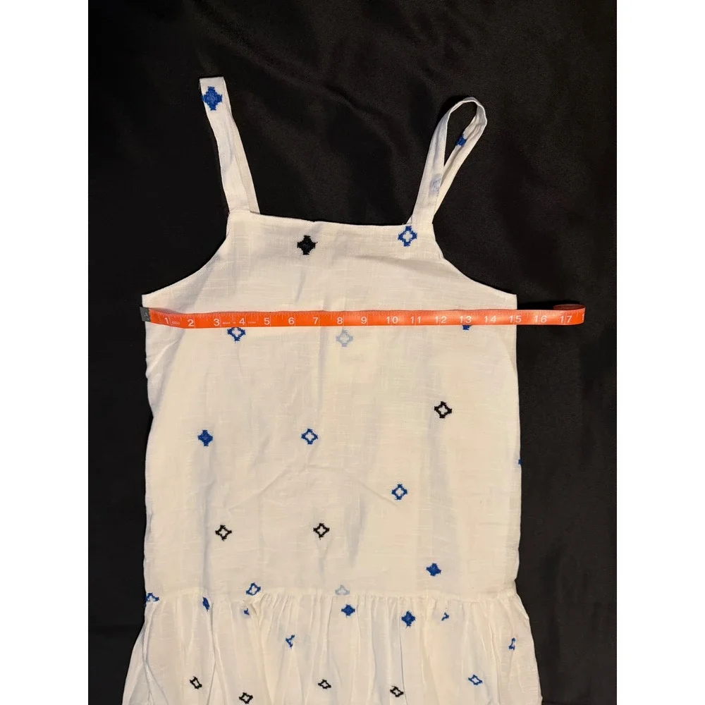 Zara Girls White Blue Embroidered Tiered Midi Sundress Size 13-14 164 NWT